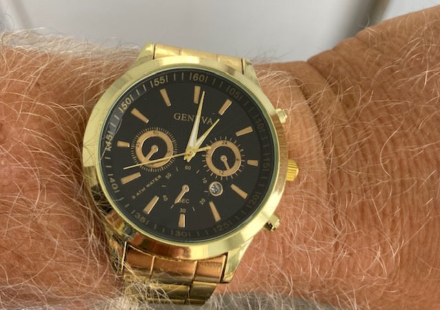 Men's Gold /Black Face "Geneva" Watch