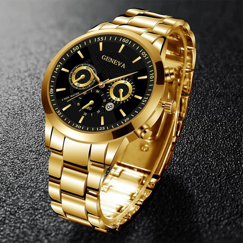 Men's Gold /Black Face "Geneva" Watch