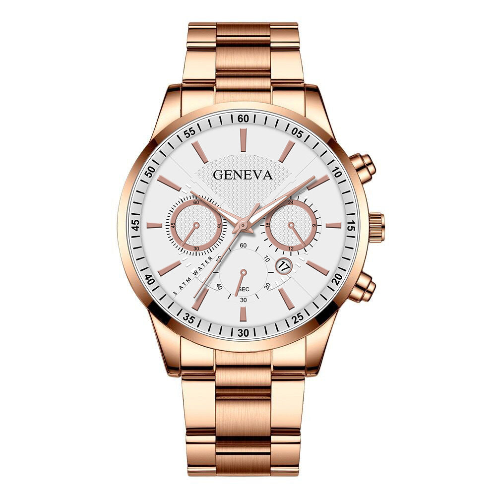 Men's "Geneva" Rose gold White Face Wristwatch